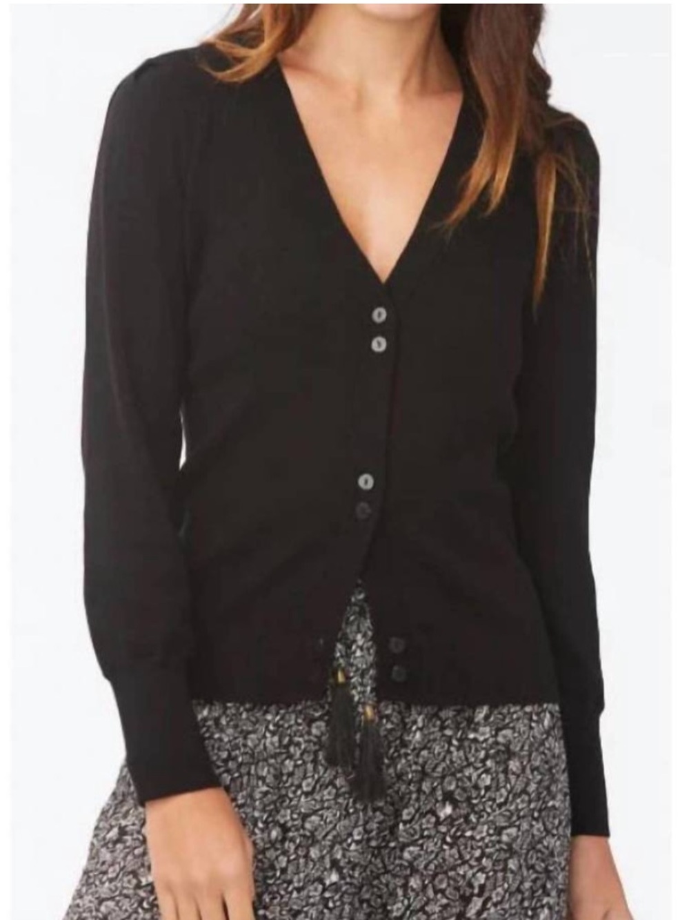 Sundays Springer Cardigan Black V-Neck Button-Front Cotton Sweater